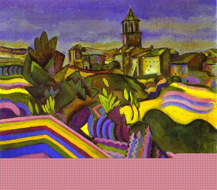 . 1917.   . The Solomon R. Guggebheim Museum, - <br> Prades, the Village. 1917. Oil on canvas. The Solomon R. Guggebheim Museum, New York, NY, USA. <br> 65 x 72.5 cm 