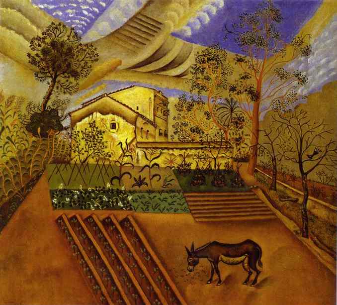    . 1918.   .  , . <br> The Vegetable Garden with Donkey. 1918. Oil on canvas. Moderna Museet, Stockholm, Sweden. <br> 64 x 70 cm 