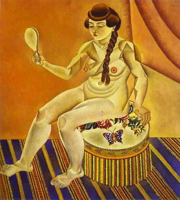   . 1919.   .   <br> Nude with Mirror. 1919. Oil on canvas. Private collection. <br> 112 x 102 cm 