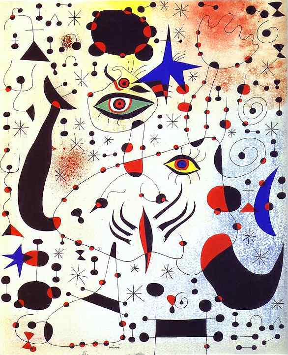   ,   . 1941.     .   <br> Ciphers and Constellations, in Love with a Woman. 1941. Gouache and terpentine on paper. Art Institute of Chicago, Chicago, IL, USA. 
