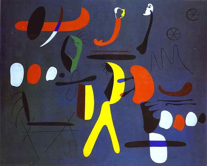 . 1933.   .   ,  <br> Painting. 1933. Oil on canvas.  Fundacio Joan Miro, Barcelona, Spain. <br> 130.4 x 162.5 cm 
