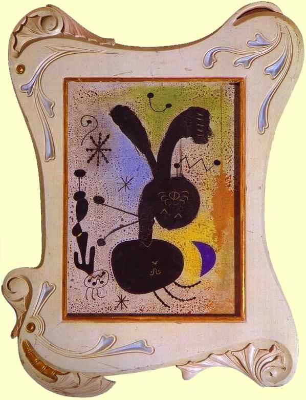 . 1943.     .   ,  <br> Painting. 1943. Oil and pastel on canvas. Fundacio Joan Miro, Barcelona, Spain. <br> 40 x 30 cm 
