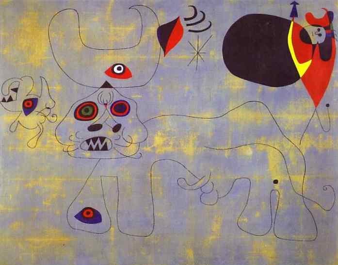  . 1945.   .    ,   .  <br> The Bull Fight. 1945. Oil on canvas. Musee National d'Art Moderne, Centre Georges Pompidou, Paris, France.<br> 114 x 145 cm. 