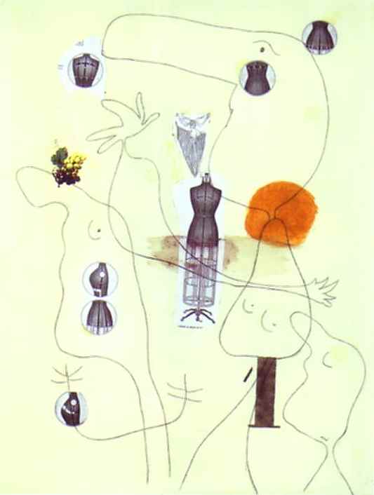 . 1936. ,  , .   <br>  Metamorphose. 1936. Crayon et aquarelle, collage. Private collection.<br> 64 x 47.8 cm 