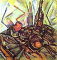   . 1916.   .   <br> Still Life with Rose. 1916. Oil on cardboard. Private collection <br> 77 x 74 cm..