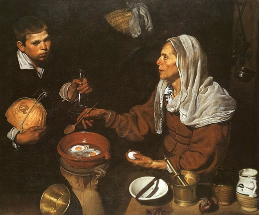 ,  . 1618. , .   , <br>Old Woman Frying Eggs. 1618. Oil on canvas. National Gallery of Scotland, Edinburgh, UK.   