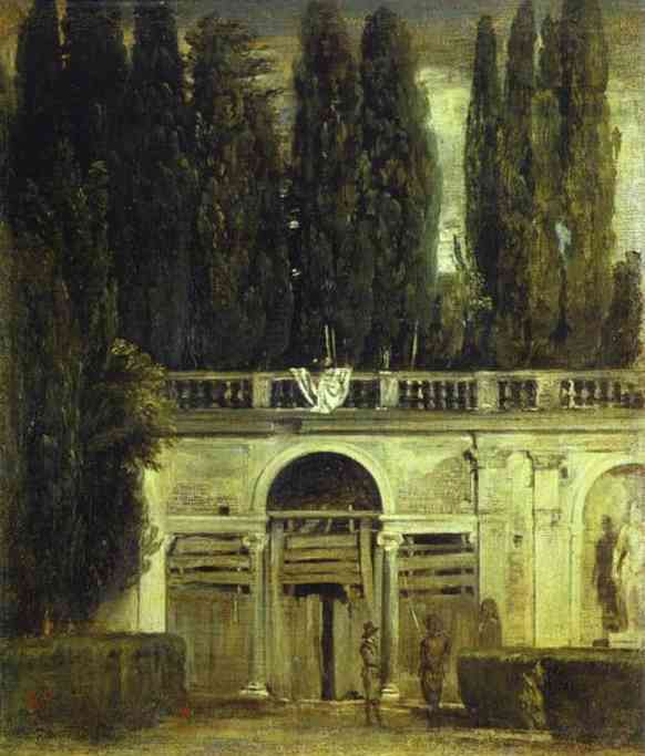     ( ). 1630. , .  , <br>Villa Medici in Rome (Pavillion of Ariadne). 1630. Oil on canvas. Museo del Prado, Madrid, Spain.   