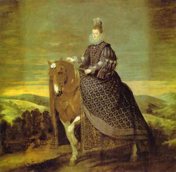   . 1634/35. , .  , <br>Queen Margarita on Horseback. 1634/35. Oil on canvas. Museo del Prado, Madrid, Spain.   