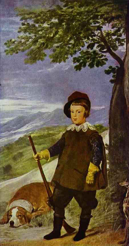     . 1634/35. , .  , <br>Prince Baltasar Carlos as a Hunter. 1635/36. Oil on canvas. Museo del Prado, Madrid, Spain.    