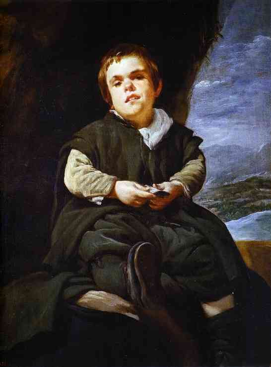   . 1643-45. , .  , <br>The Dwarf Francisco Lezcano. c. 1643-45. Oil on canvas. Museo del Prado, Madrid, Spain.   