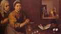      . 1618. , .  , <br>Christ in the House of Martha and Mary. 1618. Oil on canvas. National Gallery, London, UK.  