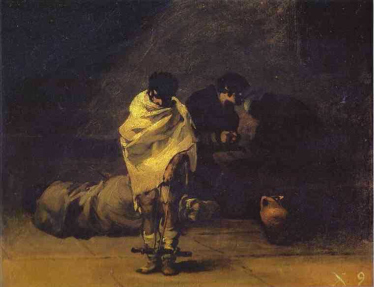 Prison Scene. c. 1808-1812. Oil on wood, 31.5 x 40 cm. 